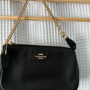 Coach Black Leather wristlet Bag